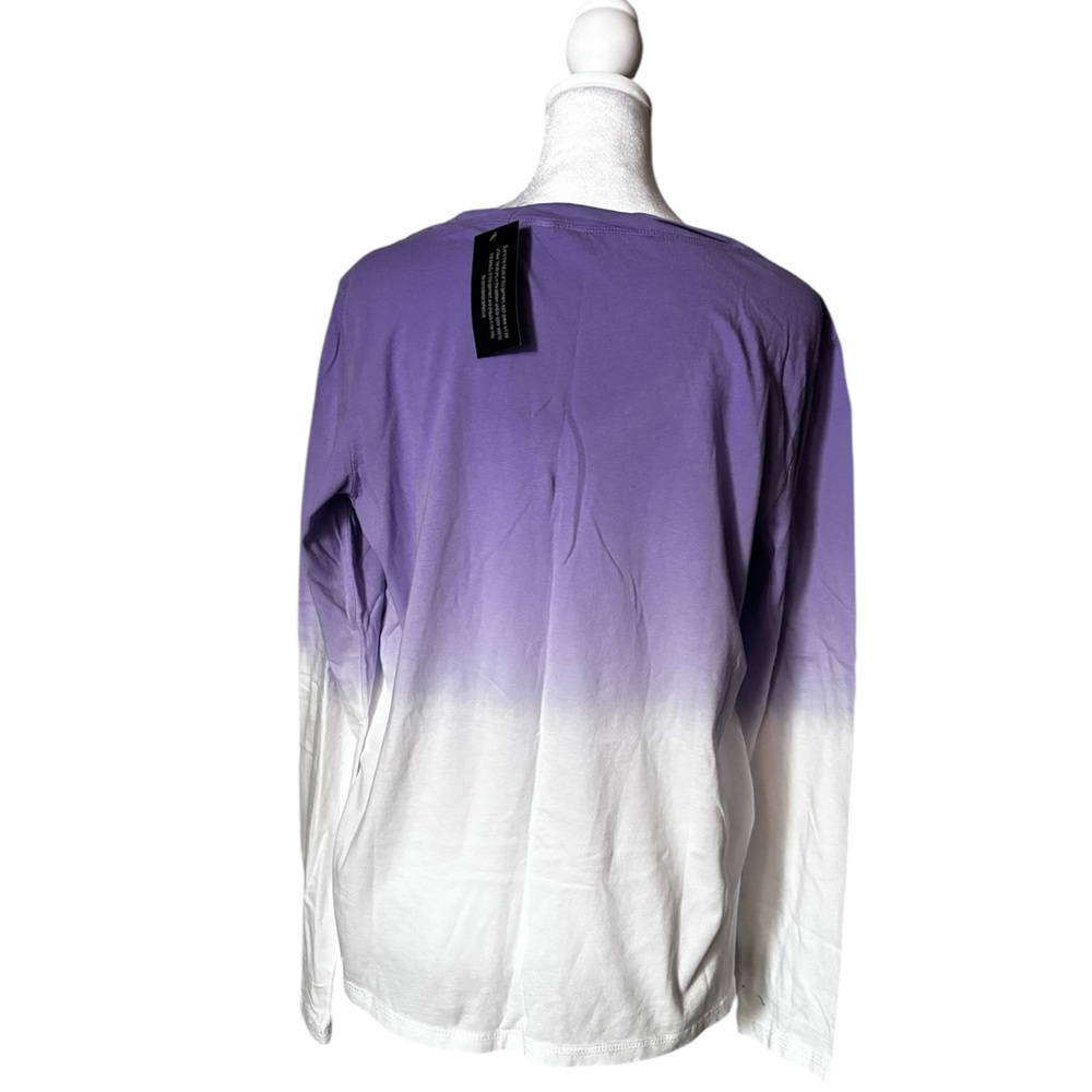 Candace Cameron Bure Purple to White Ombre Long Sleeve Top - Picture 2 of 4